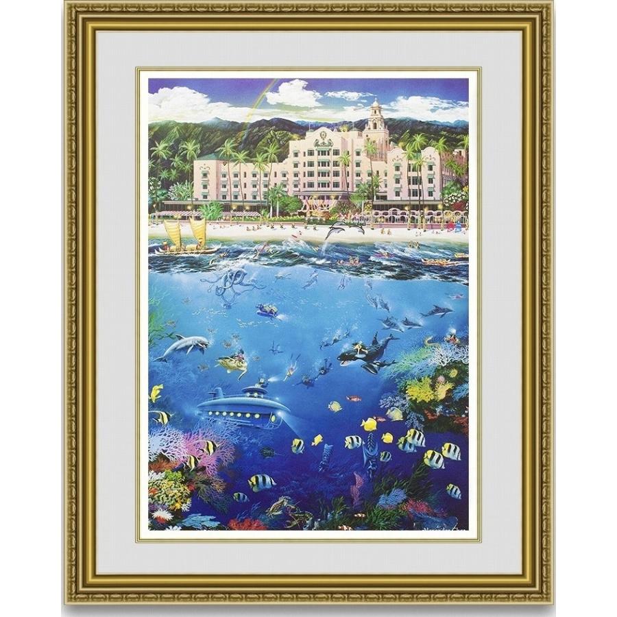 図画売りわたす  アレクサンダーチェン WAIKIKI BEACH\" HAWAII  写真立て付き添い人" 日本画-楽器、手芸、コレクション-絵画
