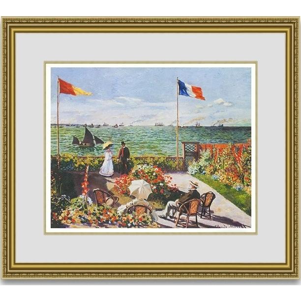 絵画販売  モネ Terrace by the Sea side  額縁付き | 