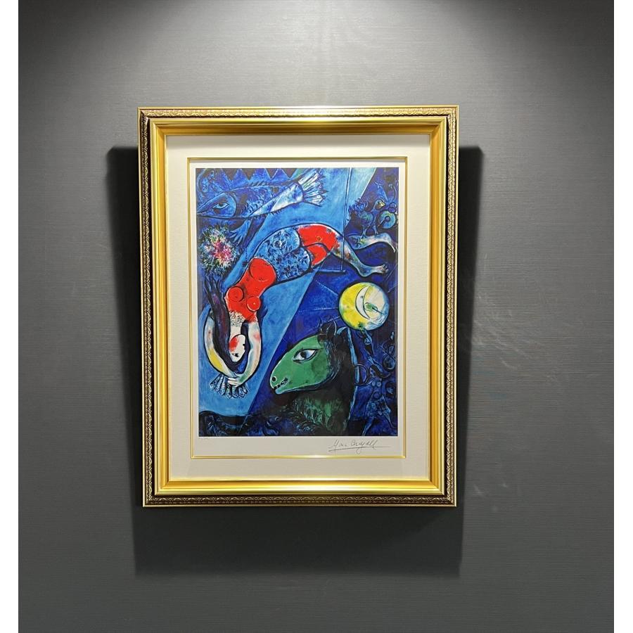 絵画販売 シャガール 青いサーカス 額縁付き : 絵画販売のアート 絵画販売 シャガール 青いサーカス 額縁付き : 絵画販売のアート