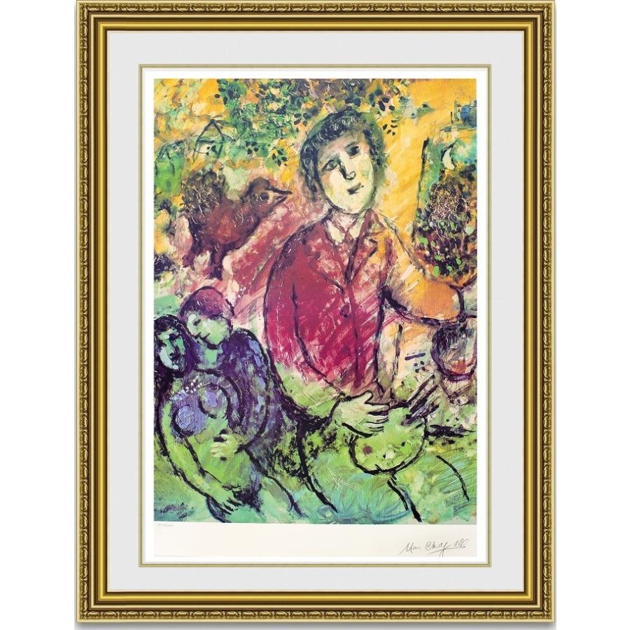 購入人気の新作 名画販売 シャガール Artist with Lovers 額縁付き
