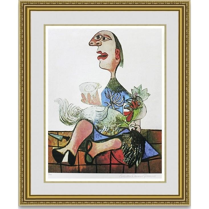 図画 売りわたす買いもとめる  パブロピカソ Woman with Rooster  写真立て付き添い人 日本画-楽器、手芸、コレクション