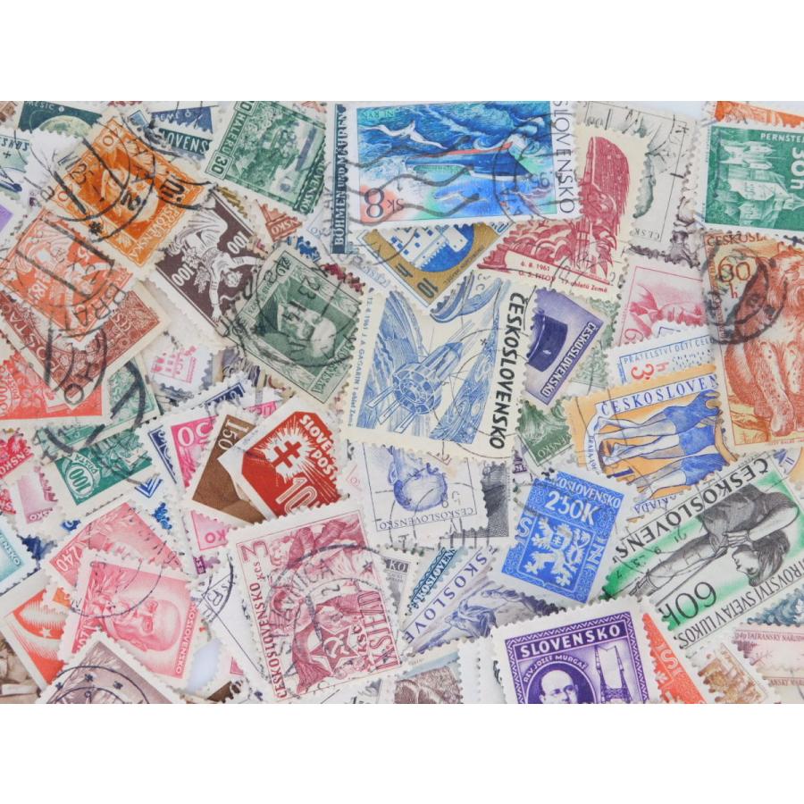 海外切手 チェコスロバキア 30枚 使用済切手 外国切手 コラージュ 紙