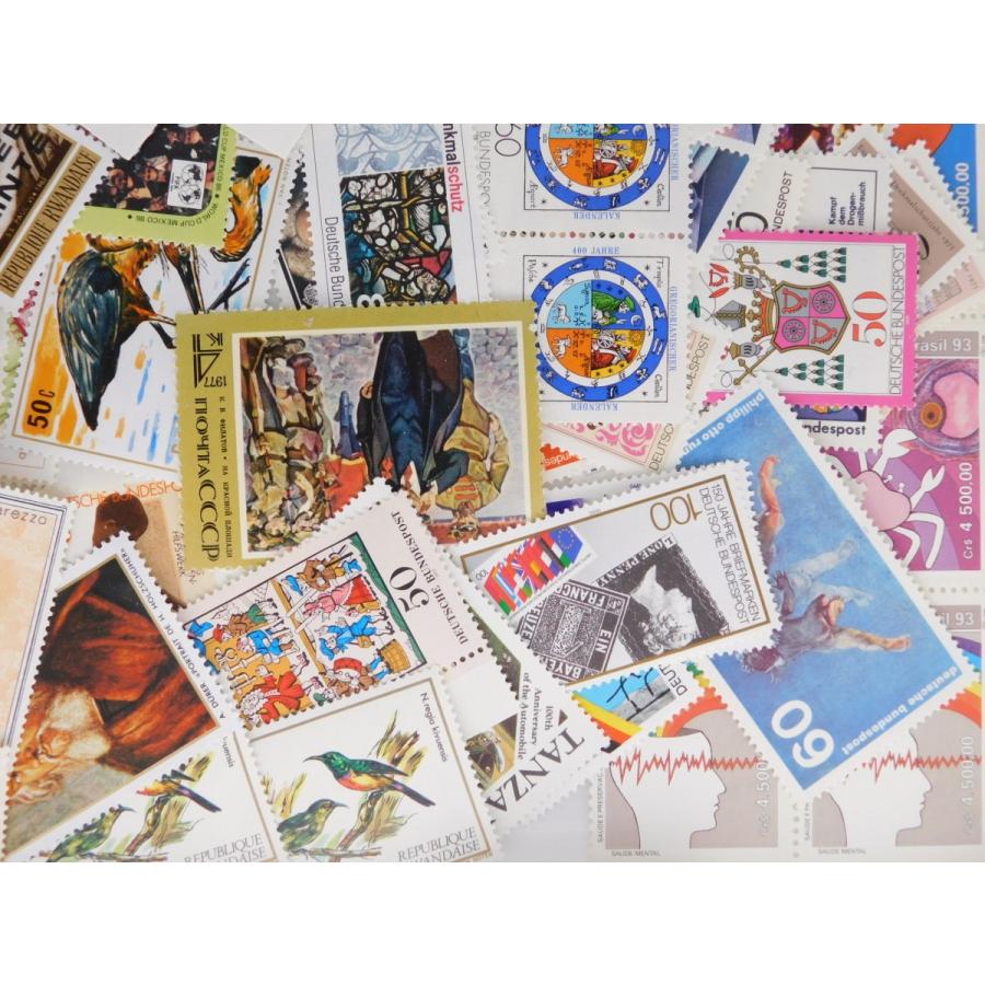 未使用 海外切手 世界各国 １００枚　大型中心 コラージュ　外国切手
