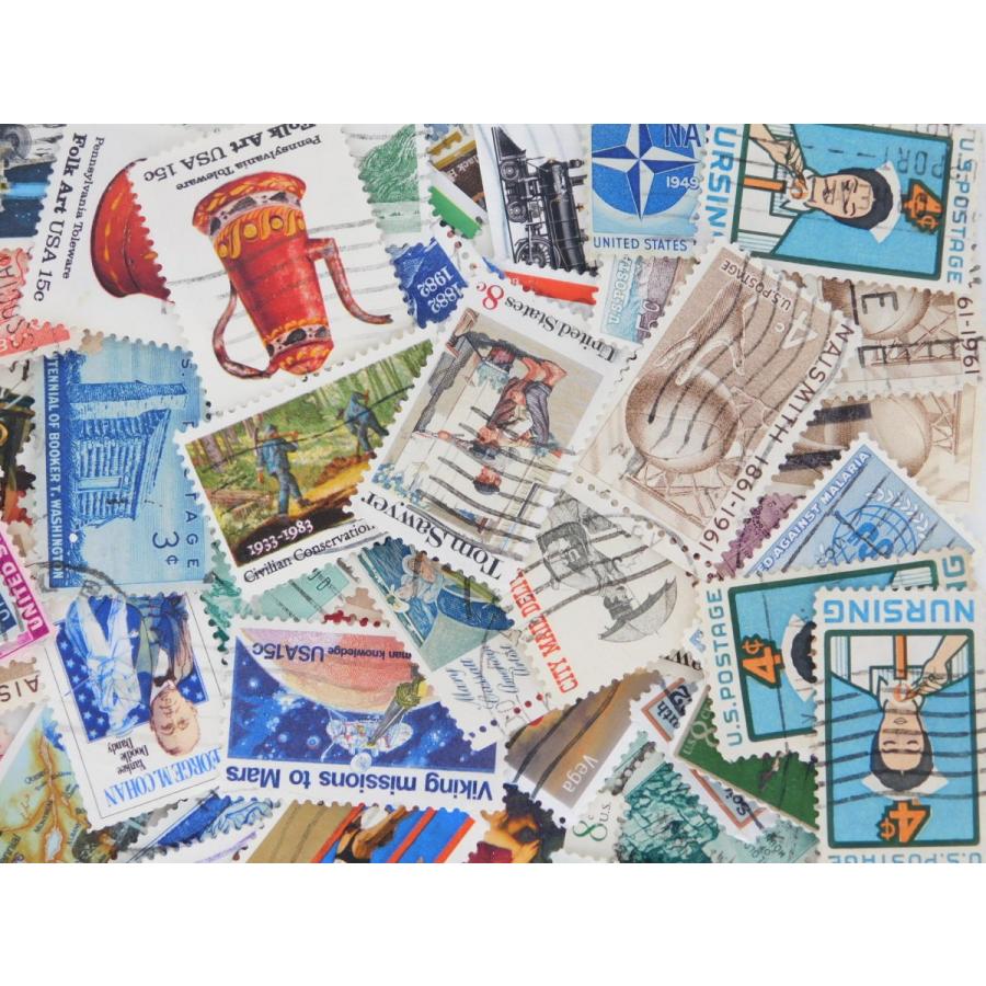 海外切手 アメリカ 100枚 使用済切手 外国切手 コラージュ 紙もの