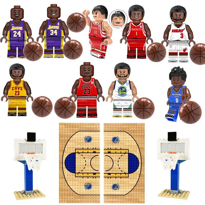 クリスマスプレゼント バスケットボール NBA レゴ 互換 コービー ミニフィグ ミニフィギュア 9体セット￥バスケットコート付き キャラクター ブロック｜kaigenshop｜15