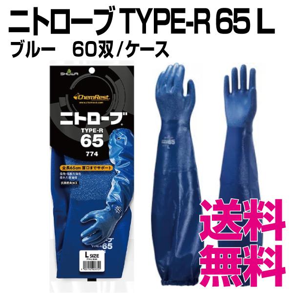 ニトローブ TYPE-R 65  ブルー　Lサイズ　60双 ケース　業務用　送料無料（北海道・沖縄・離島を除く）