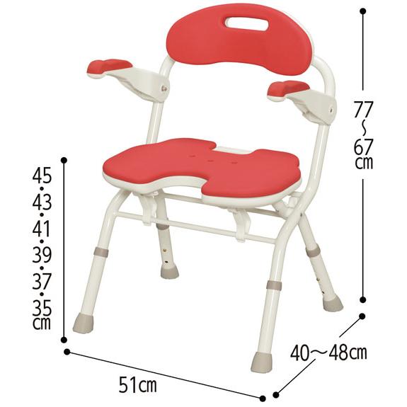 安寿 折りたたみシャワーベンチFU U型座面 肘掛背もたれ付き｜kaigo-scrio｜03
