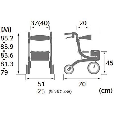 杖置き付 四輪歩行車 Pastel《KW-LP-M》Mサイズ カワムラサイクル 屋