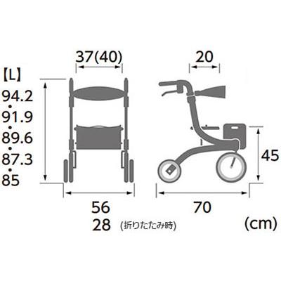 杖置き付 四輪歩行車 抑速ブレーキ付 Pastel《KW-LPC-L》Lサイズ