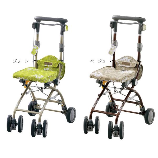 シルバーカー さんぽっぽ 介護 車椅子 グリーン色