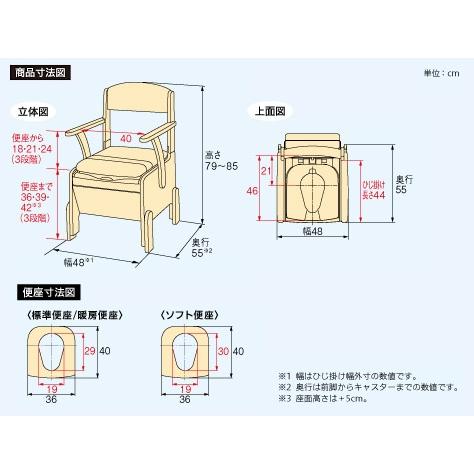 アロン化成 安寿 家具調トイレコンパクト 介護トイレ　未使用品 家具調トイレセレクトR自動ラップはねあげ | 【安寿】の介護用品