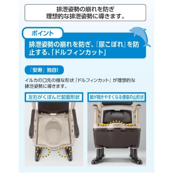 アロン化成 ポータブルトイレ ジャスピタ ブラウン 533-900 標準便座