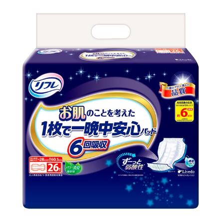 リフレ お肌のことを考えた 1枚で一晩中安心パッド 6回吸収 18303