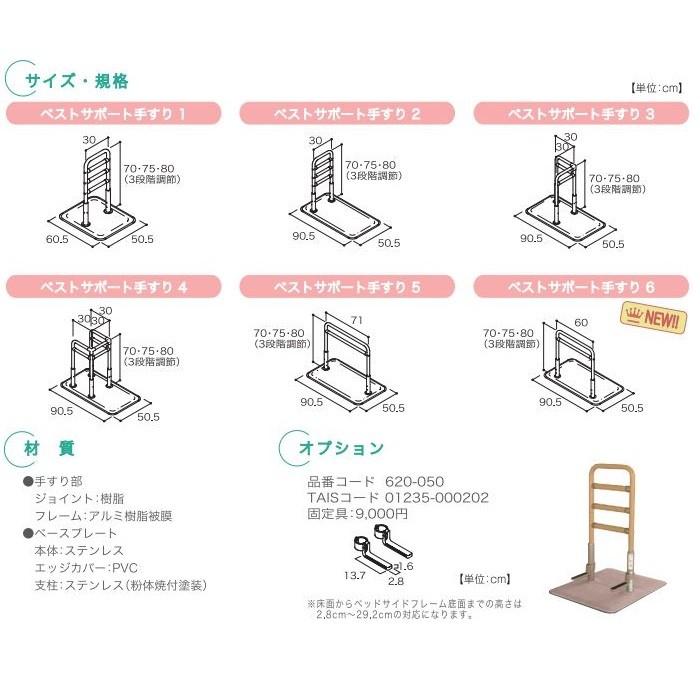 ベストサポート手すり 6 625-060 シコク 長さ90.5cm メーカー直送