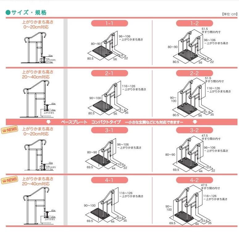 玄関用ベストサポート手すり 4-1 片手すり ハイタイプ ベースプレートコンパクトタイプ 626-041 シコク メーカー直送 : 介護もーる ...