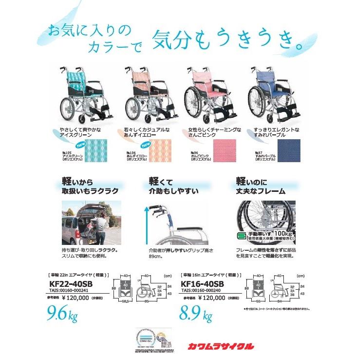 カワムラサイクル 介助用車いす ふわりす KF16-40SB 選べるシート