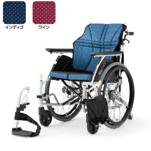 日進医療器 自走用車椅子 NA-U6 エアタイヤ インディゴ・ワイン 座幅 