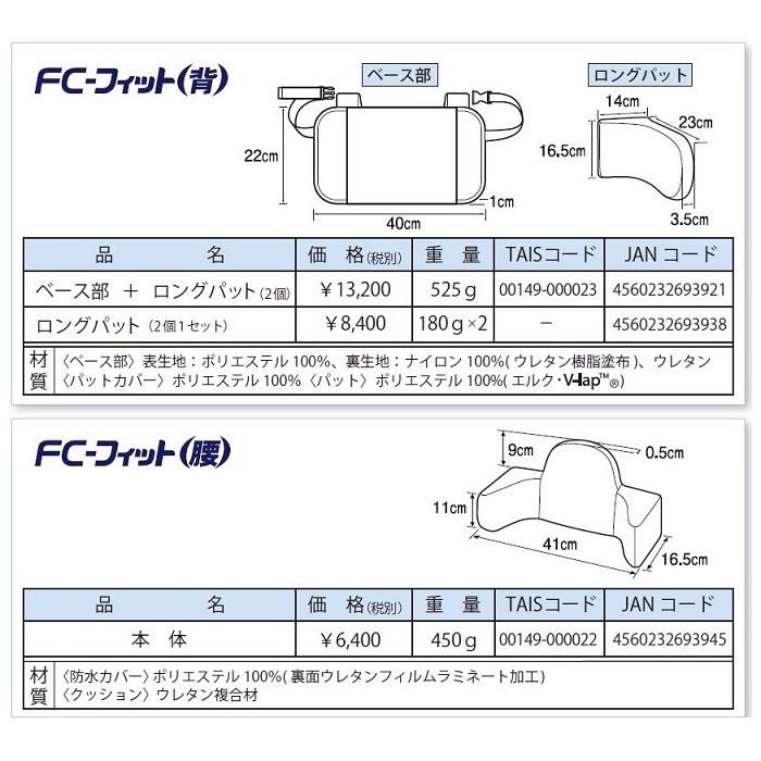 アイ・ソネックス FC-フィット 背用セット ベース部+ロングパッド×2+
