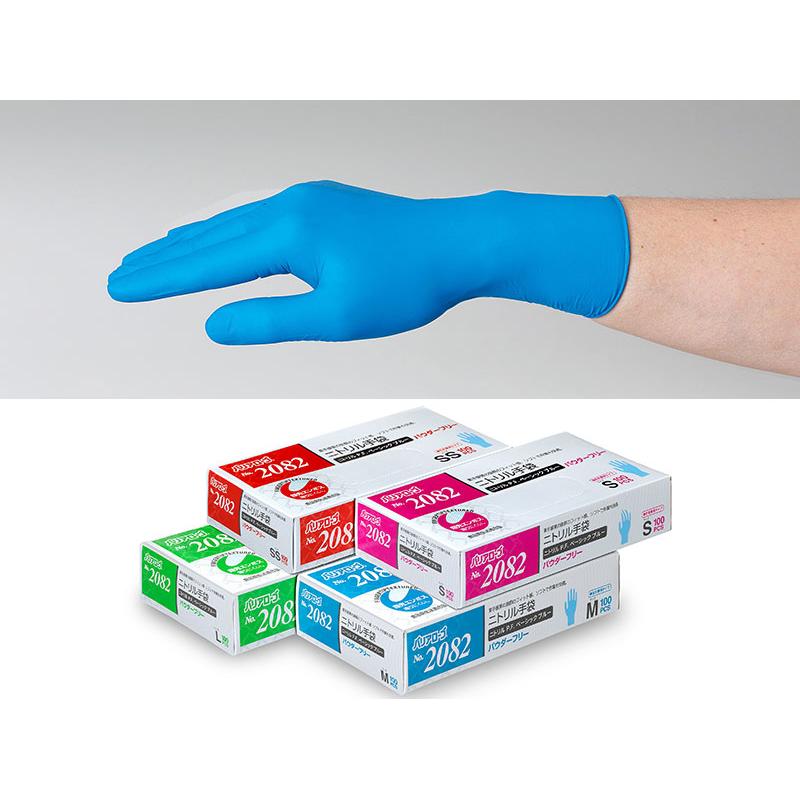 ニトリル手袋 No.2082 ニトリルP.F.(パウダーフリー)Lサイズ ベーシック ブルー 100枚 4540653208263 |  | 01
