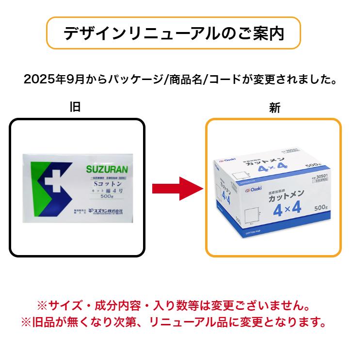 オオサキ 医療用カットメン 4×4cm 500g【8個セット】 医療用脱脂綿 元Sコットンカット綿 4号 4545766000230 | オオサキメディカル | 01