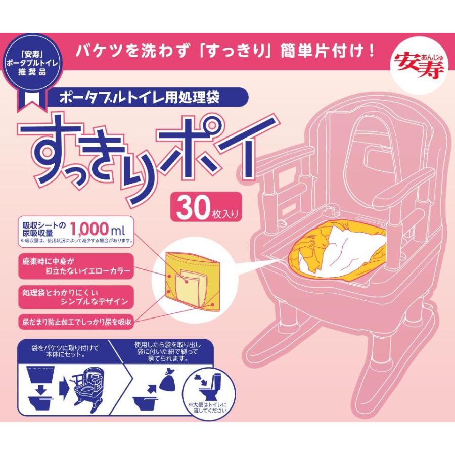 トイレ用処理袋 すっきりポイ 30枚入×6袋セット販売 ポータブルトイレ処理袋  533-226 災害用 4970210858202/533226 | アロン化成 | 01