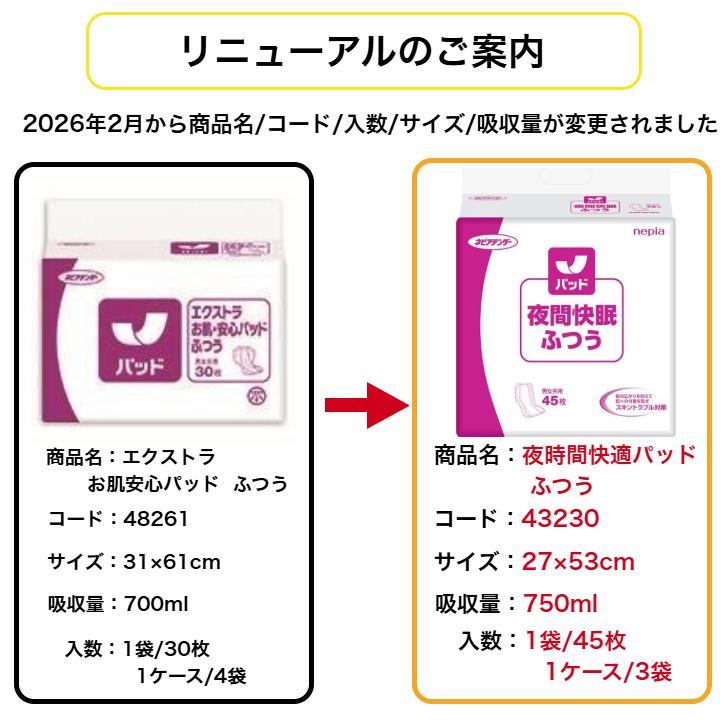 ネピアテンダー 夜間快眠パッド ふつう 45枚(1袋) 王子ネピア 4901121432304 | 王子ネピア | 01