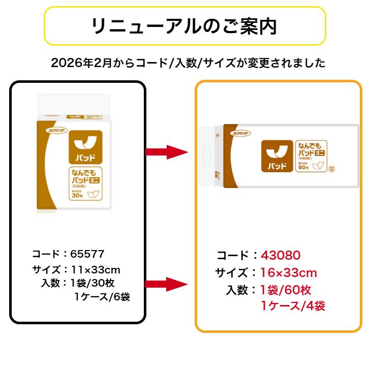 ネピアテンダー なんでもパッドミニ 60枚(1袋) 王子ネピア 4901121430805 43080 | ネピアテンダー | 01
