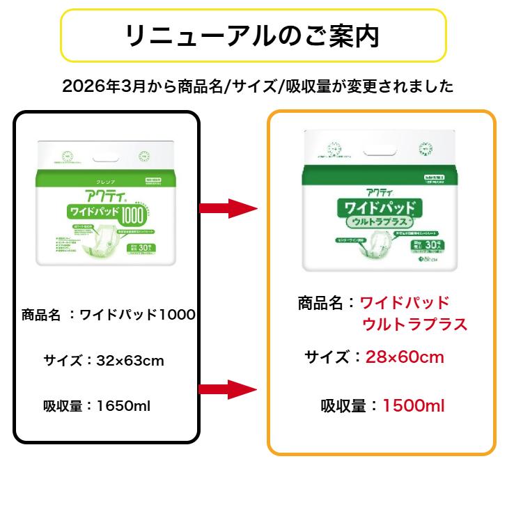 アクティ ワイドパッド ウルトラプラス 30枚 1袋 日本製紙クレシア 4901750847258 | アクティ | 01