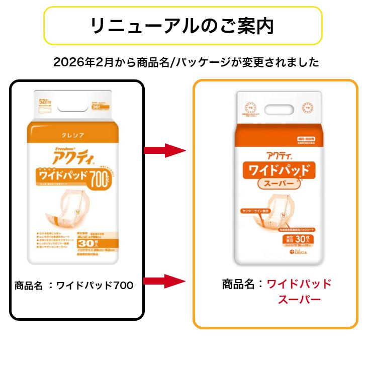 アクティ ワイドパッド スーパー 30枚入(1袋) 尿漏れパッド 日本製紙クレシア 4901750847371 84737 |  | 02