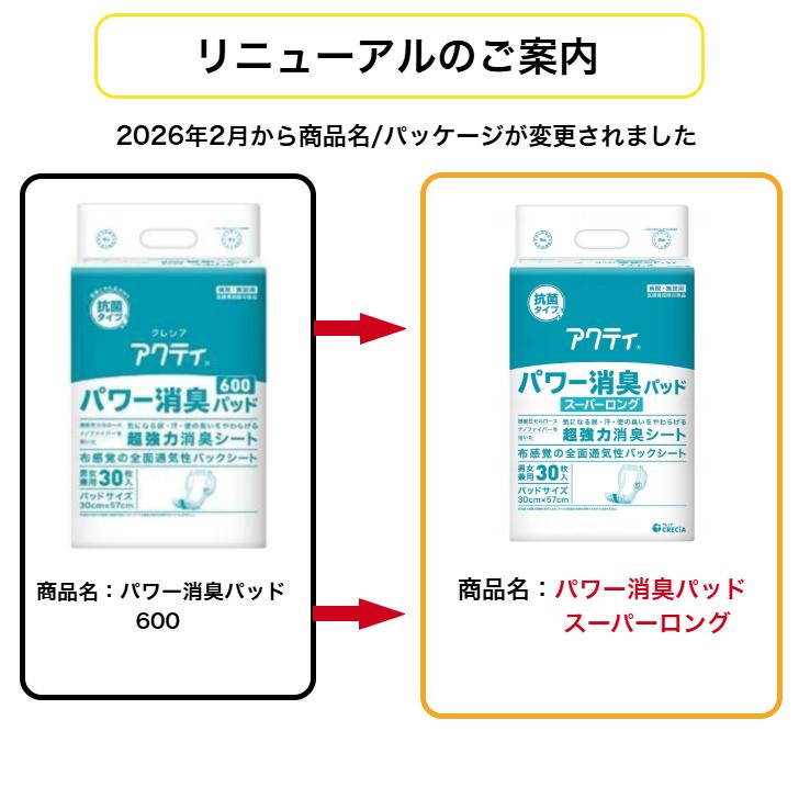 アクティ パワー消臭パッド スーパーロング 30枚入×6袋 (ケース販売) 尿漏れパッド 4901750847272 84727 | アクティ | 01