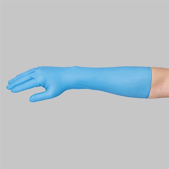 【在庫限りの特価販売】No.9402 ニトリル手袋 スーパーロング パウダーフリー 400mm ブルー 50枚　Mサイズ 5袋 (セット販売) 54603-10 |  | 02