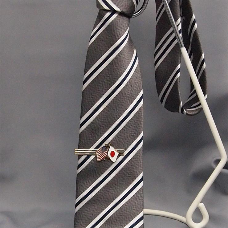 日米旗タイバー（ネクタイピン） 日の丸 日章旗 星条旗 タイピン