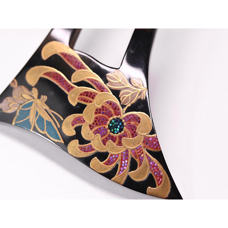 光山 本べっこう かんざし 青貝螺鈿蒔絵 菊蝶文 本鼈甲 簪 AC67 光山 本べっこう かんざし 青貝螺鈿蒔絵 菊蝶文 本鼈甲 簪 AC67