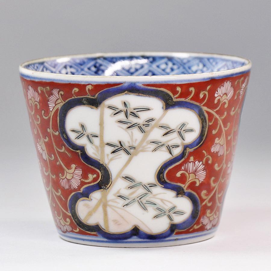 江戸時代 古伊万里 錦手 見込みに鳥 竹にたけの子に鶴と亀の図 金彩色  