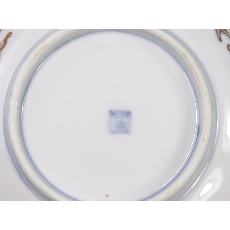 瀬戸口富右衛門 小皿 明治-大正時代 金彩赤絵 桐鳳凰文 五客 瀬戸口富右衛門 小皿 明治-大正時代 金彩赤絵 桐鳳凰文 五客