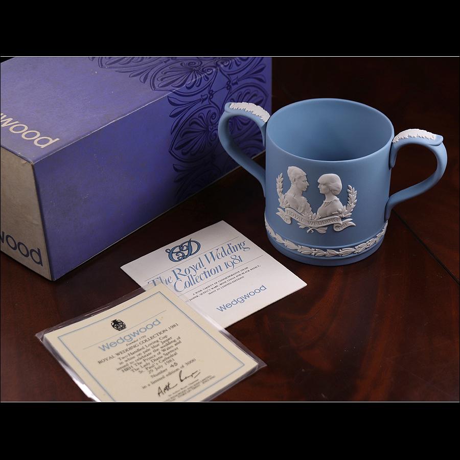 【開】英国王室御用達『ウェッジウッドWedgwood』 ブルージャスパー 1981ロイヤル・ウェディング ラヴィングカップ 限定45/3000  ST33｜kaikaroman777sp｜15