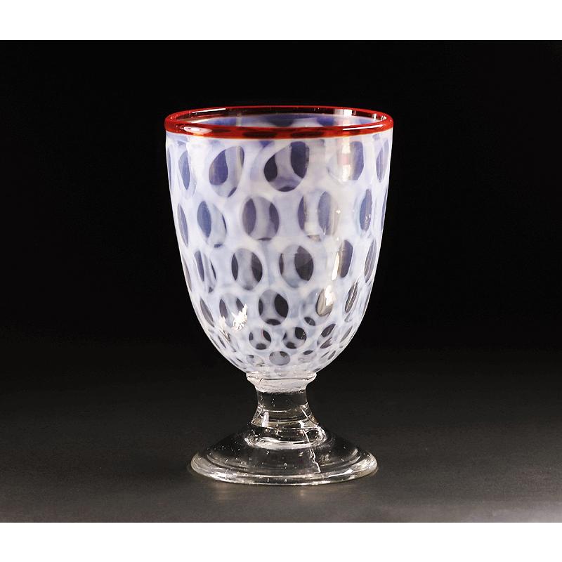 氷コップ 水玉 縁赤 乳白 明治 大正 昭和初期 アンティーク レトロ 氷コップ 水玉 縁赤 乳白 明治 大正 昭和初期 アンティーク レトロ