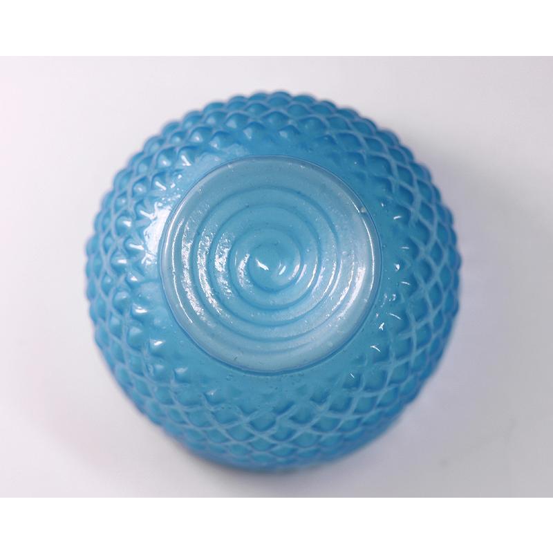 吹きガラス盃 猪口 型吹ガラス ぐい呑 猪口 江戸時代後期-明治時代 魚々子雷文 青色