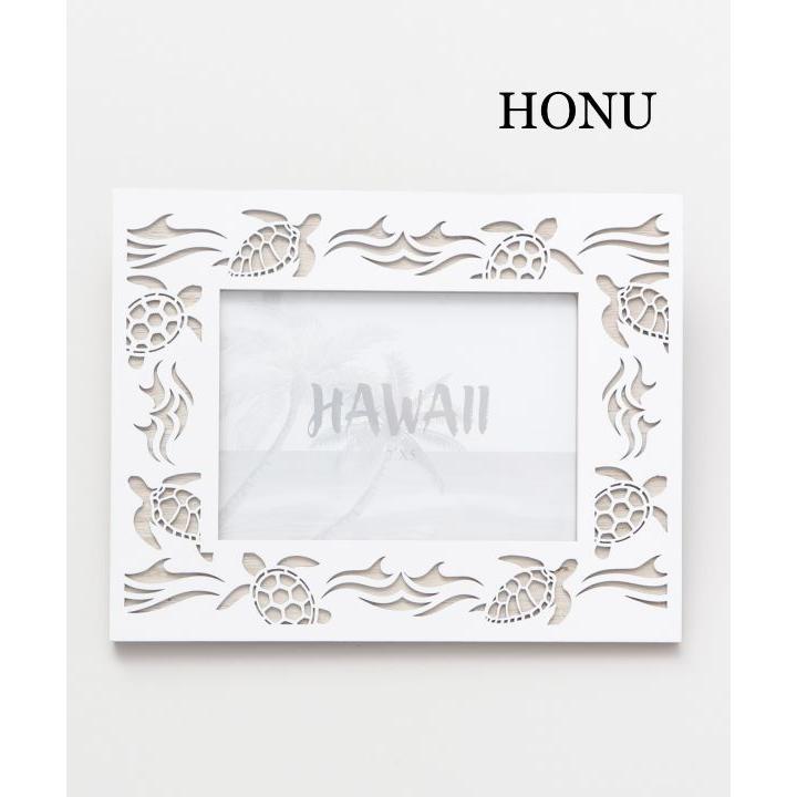 ハワイアン 木製 フォトフレーム 写真立て【L】 ホヌ ハイビスカス