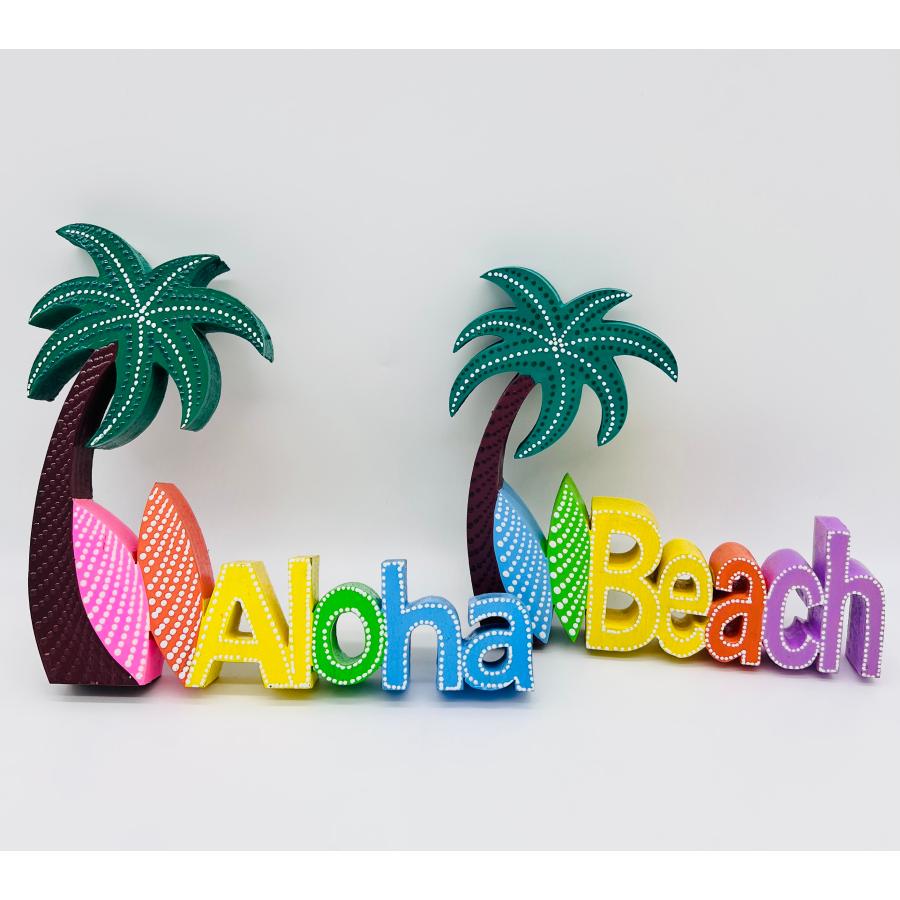 ハワイアン Aloha Beach 立体 トロピカルボード ヤシの木 置物