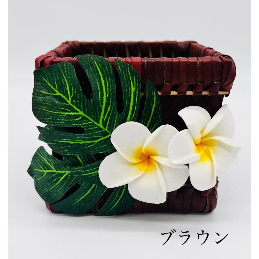 ハワイアン Hawaiian バスケット 小物入れ 【プルメリア×モンステラ