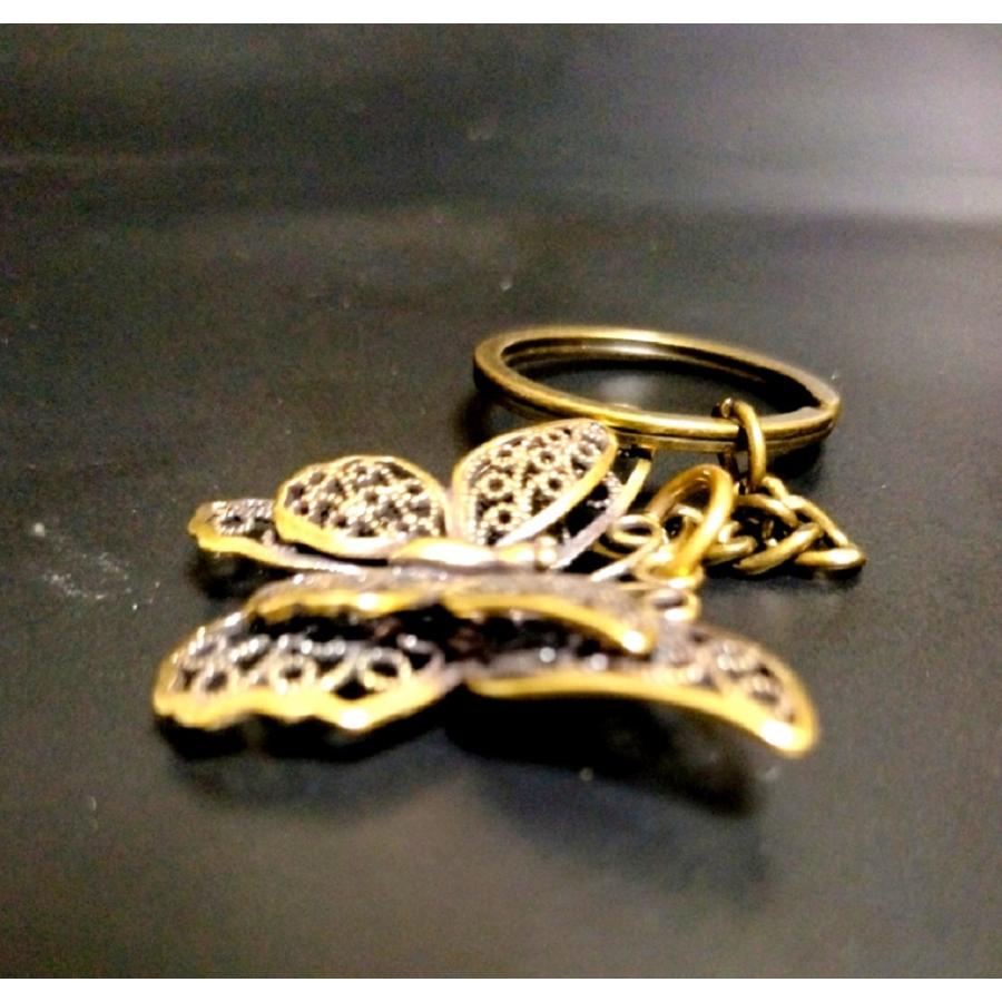 真鍮 チャーム バタフライ キーホルダー ペンダントトップ 蝶