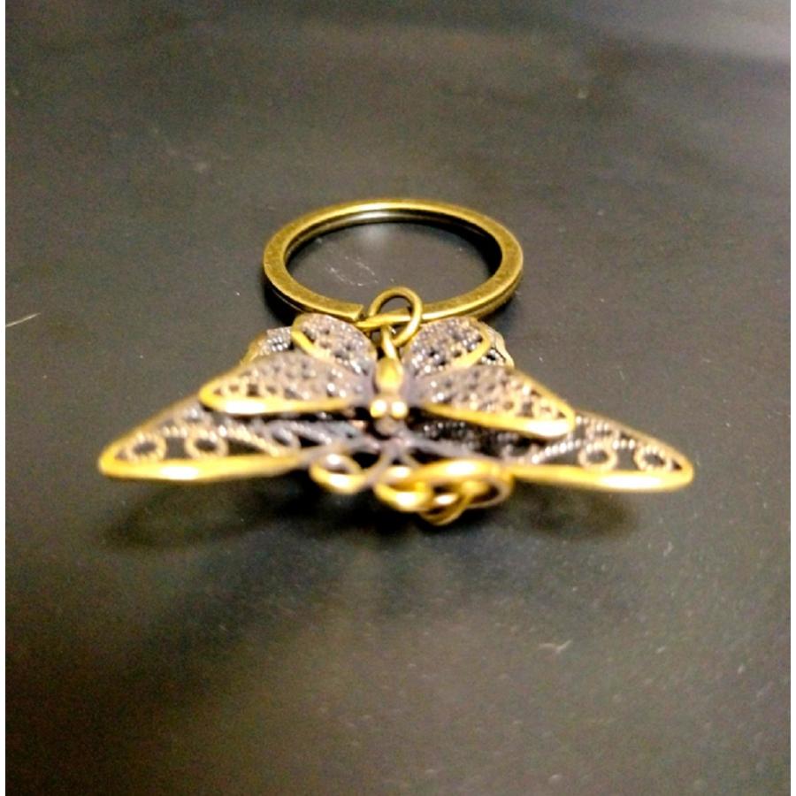 真鍮 チャーム バタフライ キーホルダー ペンダントトップ 蝶