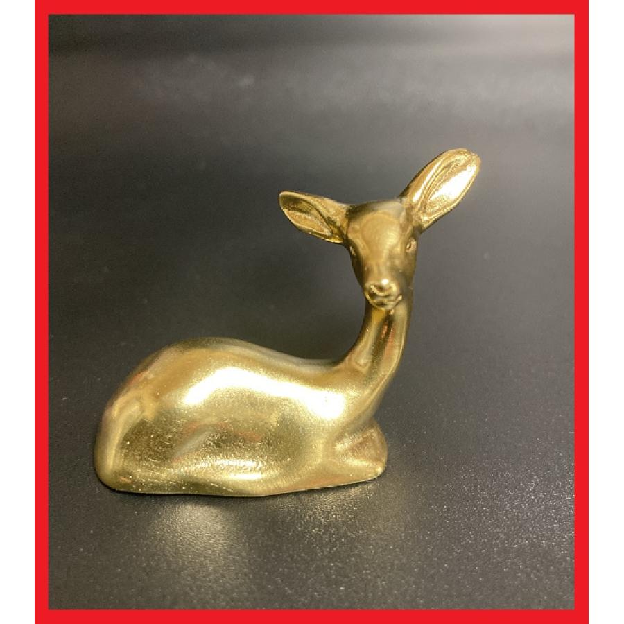 真鍮 鹿 イエローゴールド 置物 オブジェ かわいい　動物　プレゼント