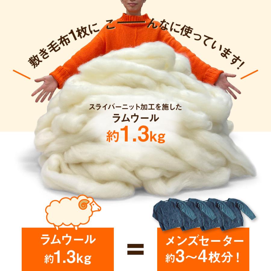 The PREMIUM Sofwool 敷き毛布 シングル プレミアム ソフゥール 敷きパッド 暖かい 冬 秋 日本製 敷きパット ウール毛布 ソフール 羊毛毛布 ウール｜kaimin-hakase｜14