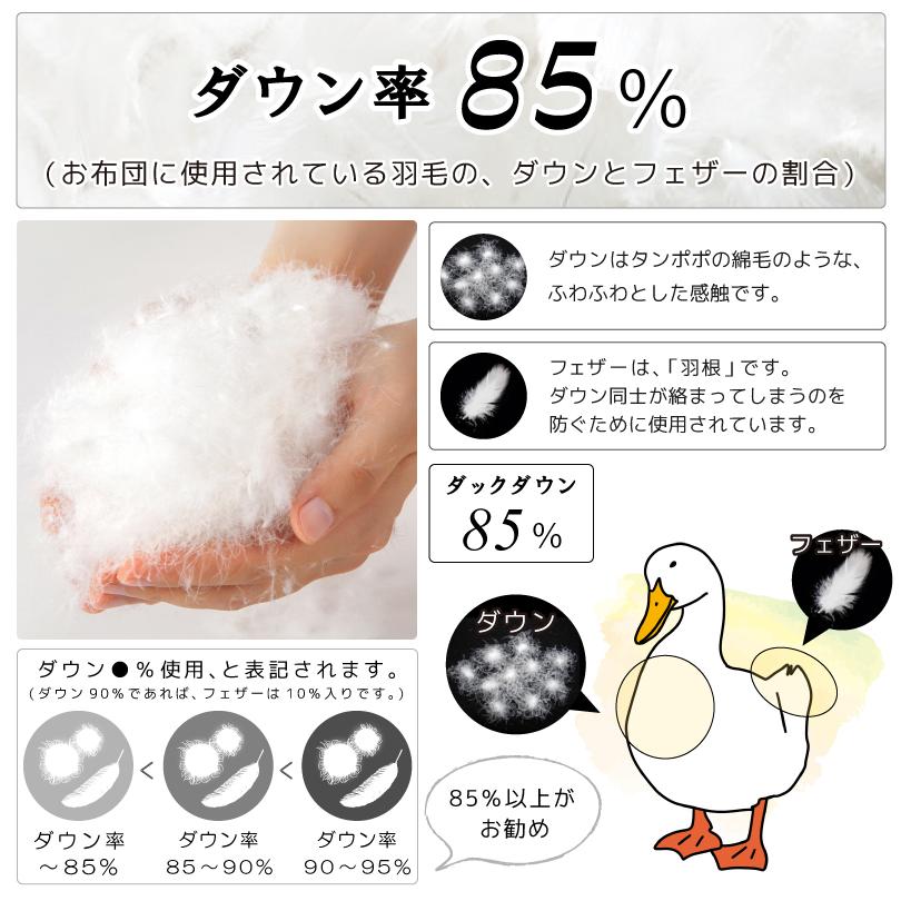 羽毛掛け布団　未使用　シングル　ダックダウン85% DP340 羽毛合掛け布団 ホワイトダックダウン85％ シングルロング DP340 日本