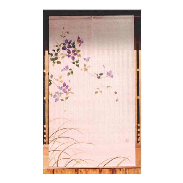 手描きのれん 露芝に鉄線 88×150cm 万葉舎 のれん おしゃれ 和風