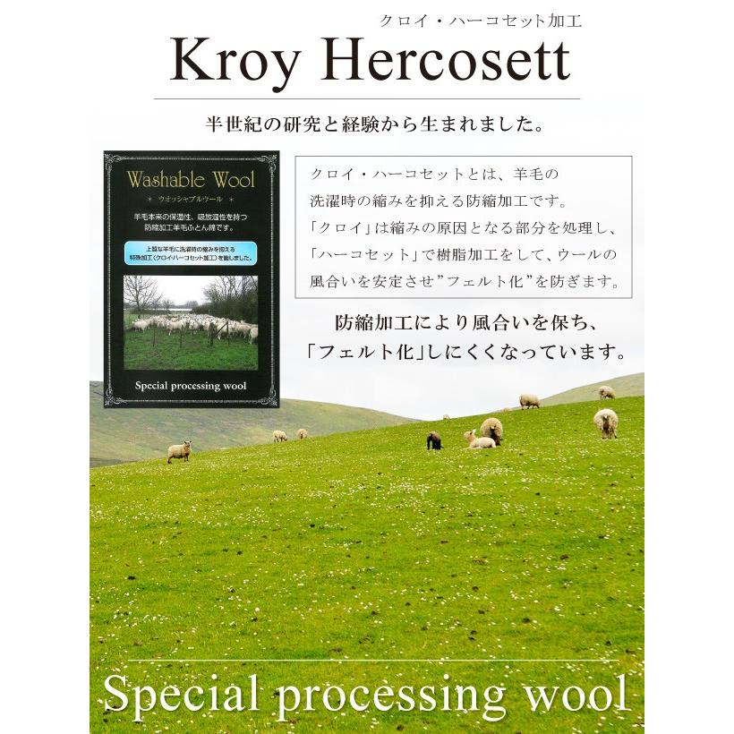 クイーンサイズ 羊毛100％ 敷きパッド 羊毛 ウール1.6kg使用 側生地 綿