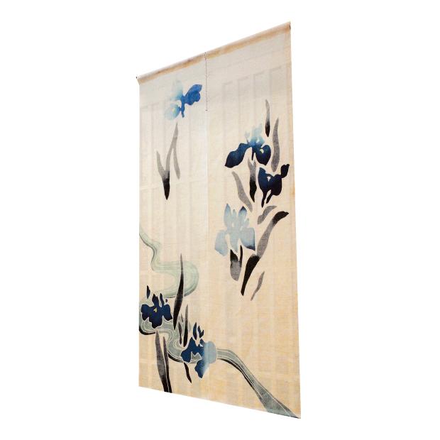 ろうけつ染めのれん 花菖蒲 88×150cm 万葉舎 のれん 暖簾 和風 日除け