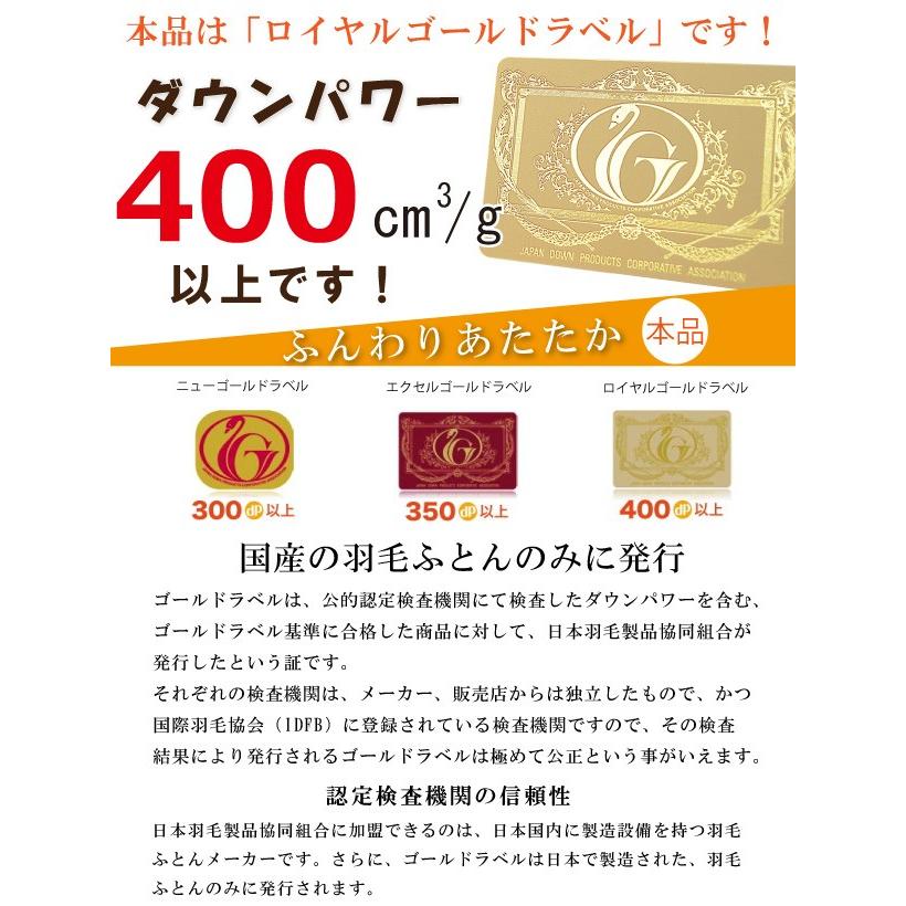 2500円抗菌防臭加工無料 羽毛布団 シングル ハンガリー産 ホワイトマザーグースダウン93％ 1.3kg 二層キルト 甲州 羽毛布団｜kaimintengoku｜05